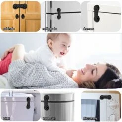 LECHUANG 10 Paquets De Serrures De Placard De Sécurité Pour Enfants, Serrures Armoire Anti-fermeture à Tiroirs Pratiques Pour Enfants, Sangles Pour Porte, Tiroir, Placard, Réfrigérateur, Poubelle Groo -Fispool Magasin 100170986 3