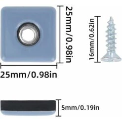 Patins Meubles Lourds Patins Téflon Auto-adhésif Carré Avec Vis Anti-vibration Patins Glisseurs Pour Meubles Bleu/Black Dérapage Super Planeurs (16 Pièces 25mm X 25mm) -Fispool Magasin 100342131 2