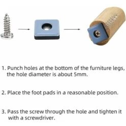 Patins Meubles Lourds Patins Téflon Auto-adhésif Carré Avec Vis Anti-vibration Patins Glisseurs Pour Meubles Bleu/Black Dérapage Super Planeurs (16 Pièces 25mm X 25mm) -Fispool Magasin 100342131 5
