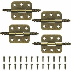 4 PCS Charnières Antiques 7035mm Charniere Porte Placard Vintage 6 Trous Charnières Rétro Pliant Charniere Decorative Fer Charnière Porte Meuble Ancien Avec 24 Vis Pour Tiroir Armoire Boîtes