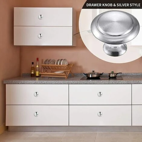 10PCS Boutons De Porte Boutons De Tiroir 30mm Vintage Poignées Boutons De Meuble De Meuble Pour Placards De Cuisine (Silver) 6 10PCS Boutons De Porte Boutons De Tiroir 30mm Vintage Poignées Boutons De Meuble De Meuble Pour Placards De Cuisine (Silver) – Image 4
