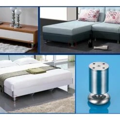 4x 120mm Pieds De Meubles Inoxydable Armoire De Cuisine Pieds Rondes,tapis En Caoutchouc, Sûr Et Silencieux -Fispool Magasin 100345824 3