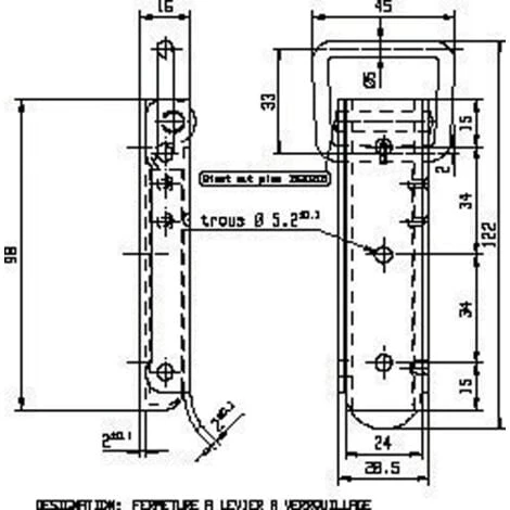 Grenouillère à Levier 7006 Dimensions 45x122mm - MONIN - 270420 4 Grenouillère à Levier 7006 Dimensions 45x122mm - MONIN - 270420 – Image 2