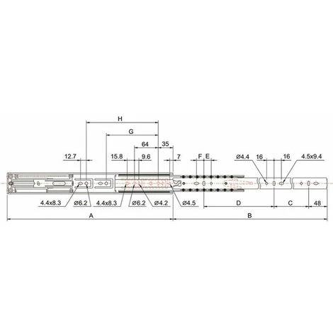 Coulisse De Tiroir à Billes Avec Amortisseur - 40 Kg - Sortie Totale - A Et B : 350 Mm - C : 96 Mm - D : 128 Mm - E : - - F : 16 Mm - G : 192 Mm - H : - - Longueur : 350 Mm - TCASYSTEM 6 Coulisse De Tiroir à Billes Avec Amortisseur - 40 Kg - Sortie Totale - A Et B : 350 Mm - C : 96 Mm - D : 128 Mm - E : - - F : 16 Mm - G : 192 Mm - H : - - Longueur : 350 Mm - TCASYSTEM – Image 4