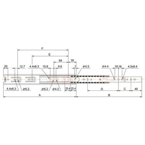 Coulisse De Tiroir à Billes - 40 Kg - Sortie Totale - Longueur : 250 Mm - C : 160 Mm - D : - - E : 160 Mm - F : - - A : 250 Mm - B : 250 Mm - TCASYSTEM 4 Coulisse De Tiroir à Billes - 40 Kg - Sortie Totale - Longueur : 250 Mm - C : 160 Mm - D : - - E : 160 Mm - F : - - A : 250 Mm - B : 250 Mm - TCASYSTEM – Image 2