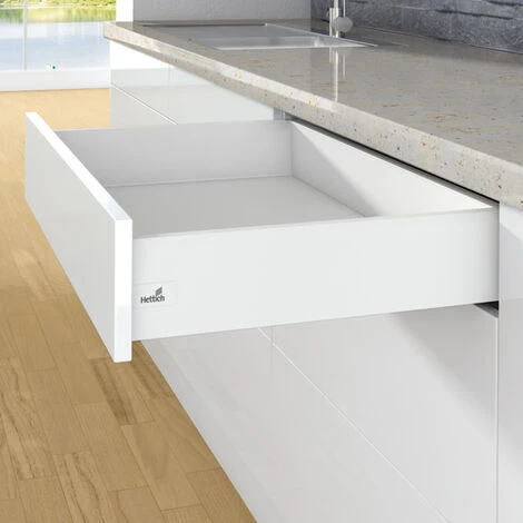 Kit Tiroir Coulissant - Hauteur 126 Mm - Arcitech - Décor : Blanc - Longueur : 450 Mm - HETTICH 4 Kit Tiroir Coulissant - Hauteur 126 Mm - Arcitech - Décor : Blanc - Longueur : 450 Mm - HETTICH – Image 2