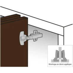 Charnière Sensys 165° 8657i - Amortisseur : Sans - Coudure : 0 Mm - Décor : Nickelé - Entraxe : 52 Mm - Fixation : A Visser - Montage : En Applique - Version : TH52 - HETTICH -Fispool Magasin 13486845 2