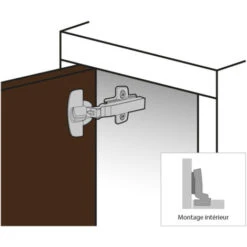 Charnière Sensys 165° 8657i - Amortisseur : Sans - Coudure : 0 Mm - Décor : Nickelé - Entraxe : 52 Mm - Fixation : A Visser - Montage : En Applique - Version : TH52 - HETTICH -Fispool Magasin 13486845 3
