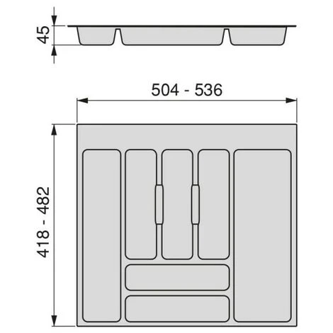 Range-couverts Pour Tiroirs De Cuisine Optima - Module 600 Mm - Plastique - Gris 5 Range-couverts Pour Tiroirs De Cuisine Optima - Module 600 Mm - Plastique - Gris – Image 3