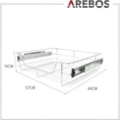 AREBOS Tiroir Télescopique Pour Largeur D'armoire/chromé/Choix Du Kit Tiroir De Cuisine Coulisse à Panier Coulisse D'armoire, Inserts De Tiroirs Pour Armoire De Cuisine 60 Cm -Fispool Magasin 17319709 5