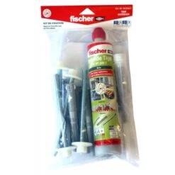 Fischer Kit Fixation De Chauffe Eau, Stores, Antennes Avec Scellement Hybride FIS HT Gris 300ml, 4 Tamis, 4 Tiges 10x160 +écrous