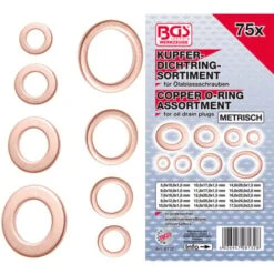 ASSORTIMENT BGS BAGUES, RONDELLES, 75 JOINTS D'ETANCHEITE EN CUIVRE