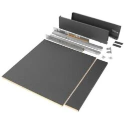Emuca Kit De Tiroir Pour Cuisine Et Salle De Bain Vertex De Hauteur 93 Mm Avec Panneaux Incluses., 600, Gris Anthracite, 1 Ut. - Talla