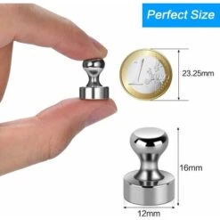 Aimant, 24PCS Magnet Métalliques Aimant Puissant 12x16mm - Aimants En Acier Inoxydable Aimants Frigo Pour Tableau D'affichage, Réfrigérateur Etc. - Avec Boîte De Rangement -Fispool Magasin 26310714 2