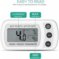 Thermomètre De Réfrigérateur Affichage LCD Thermomètre De Congélation étanche Numérique Avec Crochet Magnétique Thermomètre De Réfrigérateur Blanc (-20 50 ℃) -Fispool Magasin 27025374 4
