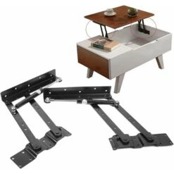 2 Pièces Pliage Ascenseur Lift Up Ressort Mécanisme De Plateau Pour Meubles Accessoires Table De Fixation Charnière (Noir) -Fispool Magasin 27114949 4
