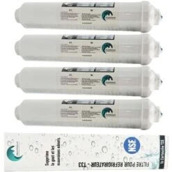 4x Filtre à Eau Pour Réfrigérateur Compatible Tout Frigo Americain Ou Standard