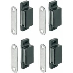 4x Loqueteau Magnétique Rectangulaire Noir Loquet à Aimant Armoire Meuble Placard