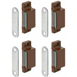 4x Loqueteau Magnétique Rectangulaire Marron Loquet à Aimant Armoire Meuble Placard
