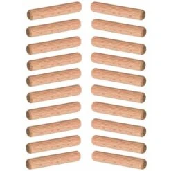 20x Cheville Tourillon 12 X 60 Mm Goujon Rainuré Bois Qualité Hêtre Ronde Colle Meuble