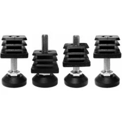 4x Embout Rentrant Carré 20 X 20 Mm Avec Vis De Réglage Pied Meuble Chaise étagère Table