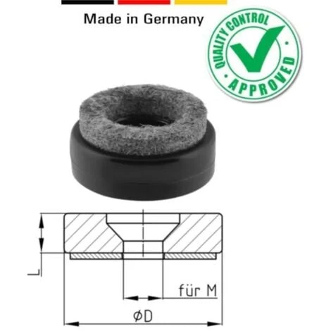 8x Patin Glisseur Feutre Pied Chaise Meuble Plastique 25 Mm M5 M6 Rondelle à Visser 4 8x Patin Glisseur Feutre Pied Chaise Meuble Plastique 25 Mm M5 M6 Rondelle à Visser – Image 2