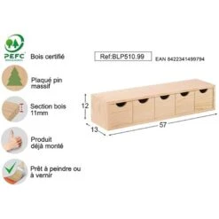 Mini Rangement Bloc En Pin Brut Avec Tiroirs 5 Tiroirs -Fispool Magasin 31955962 3