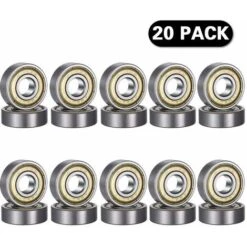 AIDUCHO 20 Pièces 608 ZZ Roulement à Billes, 608ZZ Métal Double Blindage Miniature Deep Groove Skateboard Imprimante 3D Roulements à Billes (8 X 22 X 7 Mm)
