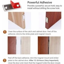 AIDUCHO Loquet Magnetique Aimant Porte Placard 2 Pièces Très Mince Loqueteau Magnétiques à Coller Aimant Fermeture Adhesif Meuble Aimant Puissant Pour Porte Coulissante Tiroirs Fenetre Aimanté Armoir -Fispool Magasin 32752355 4