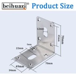 AIDUCHO Lot De 4 équerres D'angle En Acier Inoxydable 304 - 70 X 70 X 50 Mm - Équerres Pour Charges Lourdes - Équerres De Bois Pour Abri De Jardin, Abri De Jardin, Plate-bande Surélevée, établi Etc. -Fispool Magasin 32752742 3