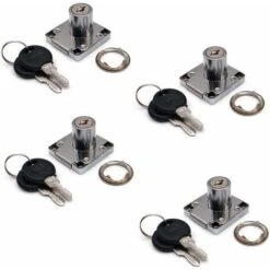 AIDUCHO Lot De 4 Serrures De Placard Et Tiroir Avec 2 Clés, Cylindre De Serrure De Meuble, Serrure à Came En Alliage De Zinc Pour Porte, Armoire, Tiroir, Boîte Aux Lettres (22 Mm)
