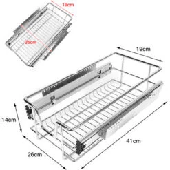2 Tiroirs De Rangement Téléscopiques - Lot De 2 Tiroirs, Tiroirs Coulissants Cuisine, Paniers Coulissants Cuisine - 30 Cm -Fispool Magasin 33017243 5