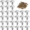 30pcs Boutons De Porte De Placard Rond 30mm Poign&eacutee De Meuble Cuisine Moderne En Acier Inoxdable Bouton De Titroir M&eacutetal En Forme De Champignon Avec 30pcs Vis D&eacutecoration Pour Armoir -Fispool Magasin 33368573 1
