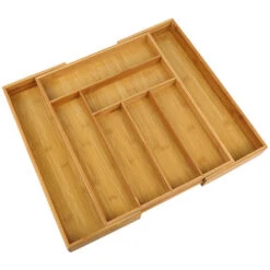 Range Couverts - Range Tiroir Bambou Extensible à 6-8 Compartiments - 34*43-50*5cm -Fispool Magasin 35011799 4