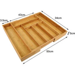 Organisateur De Bambou De Tiroir Extensible Pour Couverts Et Ustensiles De Cuisine - Rangement Tiroir Cuisine, Range Couverts Pour Tiroir De Cuisine - Organisateur De Tiroir En Bois 34*43-50*5cm -Fispool Magasin 35012120 4