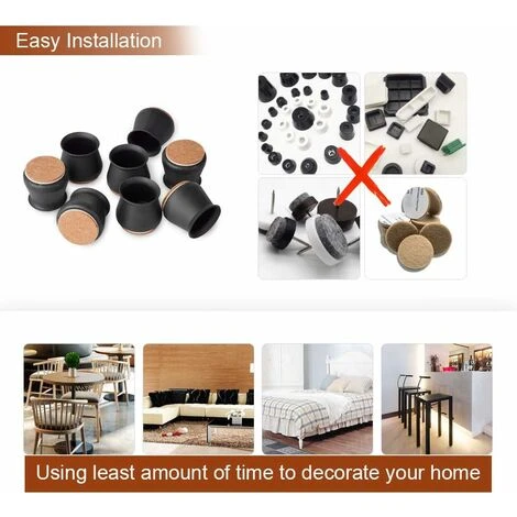 AIDUCHO 28Pcs Silicone De Chaise Pieds Protecteur, Silicone Chaise Casquettes Pieds, Embout De Chaise Avec Antidérapant Feutre Empêchent Les Rayures Au Sol Et Réduisent Le Bruit, Noir. 4 AIDUCHO 28Pcs Silicone De Chaise Pieds Protecteur, Silicone Chaise Casquettes Pieds, Embout De Chaise Avec Antidérapant Feutre Empêchent Les Rayures Au Sol Et Réduisent Le Bruit, Noir. – Image 2