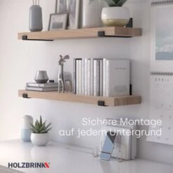 HOLZBRINK Support D’étagère En Métal, étagère è Livres, étagère De Cuisine, Jardinière, Support Mural Noir 200mm, 4 Pièces, HLR-J-200-9005 -Fispool Magasin 36364883 2