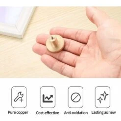 Poignee De Porte Laiton Massif Rond, Poignée De Meuble, Poignée Boutons De Tirage Tiroir Armoire Placards Commode Cuisine, Monotrou Poignée Doree - 4 Pièces(25 X 20 Mm) -Fispool Magasin 36427490 3