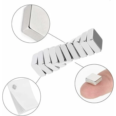 Puissant Aimant Néodyme Super Fort Pour Bricolage Pour Panneaux Mur, Réfrigérateur, Tableau Blanc - Aimant Neodyme Carré De 10X10X4Mm (20Pcs) 4 Puissant Aimant Néodyme Super Fort Pour Bricolage Pour Panneaux Mur, Réfrigérateur, Tableau Blanc - Aimant Neodyme Carré De 10X10X4Mm (20Pcs) – Image 2