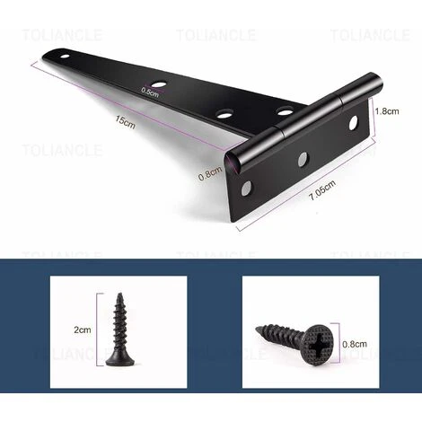 Kueatily Charnières En T 6 PCS, Robuste Noirs Charnières, Charnière Porte Lourde Capacité De Poids 25kg, Charnières Pliables Avec 42PCS De Vis Charnières Robustes Pour Portes,Fenêtres,Abris De Jardin 5 Kueatily Charnières En T 6 PCS, Robuste Noirs Charnières, Charnière Porte Lourde Capacité De Poids 25kg, Charnières Pliables Avec 42PCS De Vis Charnières Robustes Pour Portes,Fenêtres,Abris De Jardin – Image 3