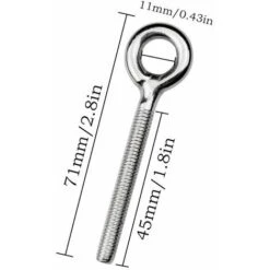 10 PCS M6 Boulons Oculaires à Bobines Fermées Vis à Bobines D'oeil Bolles D'anneau épais En Forme D'antenne Longue Avec Tige Longue, Résistant à La Corrosion Pour Le Levage De La Vie Et Divers équipem -Fispool Magasin 38606396 4