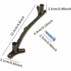 4 Pièces En Alliage De Zinc Armoire Décorative Armoire Porte Tiroir Brindille Boutons De Branche Tire Poignées Pour Meubles (bronze) -Fispool Magasin 39012991 2