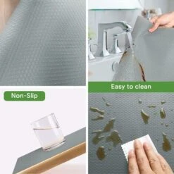 Tapis Fond De Tiroir, Gris Antiderapant Non-adhésif DIY Tapis De Refrigerateur Placard Etagere Frigo, EVA Plastique Protection Pour Sous Evier Cuisine 0.45Ṫ1.5m -Fispool Magasin 39635719 3