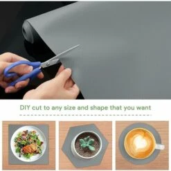 Tapis Fond De Tiroir, Gris Antiderapant Non-adhésif DIY Tapis De Refrigerateur Placard Etagere Frigo, EVA Plastique Protection Pour Sous Evier Cuisine 0.45Ṫ1.5m -Fispool Magasin 39635719 4