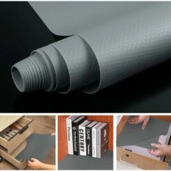 Tapis Fond De Tiroir, Gris Antiderapant Non-adhésif DIY Tapis De Refrigerateur Placard Etagere Frigo, EVA Plastique Protection Pour Sous Evier Cuisine 0.45Ṫ1.5m -Fispool Magasin 39635719 5