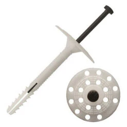 200 Fixations D'isolant Rigide à Frapper, Clou Polyamide, Plastique - 10 X 210 Mm