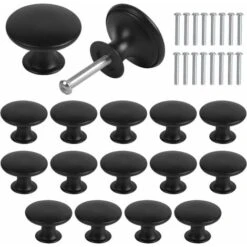 Boutons De Placard Starlight Boutons De Tiroir Vintage, 30mm Tiroir De Porte Poignée, Rond Bouton De Meubles, Boutons De Porte, Poignées De Meuble Pour Armoire Cuisine, Tables Chevet 16PCS (Noir)