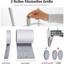 Patin Meuble,patin Feutre,Triomphe 2 Rouleau Feutrine Autocollante (100 X 10cm Et 100 X 2cm),tampon Patin Chaise,patins Glisseurs Pour Meubles Et Votre Plancher En Bois,patins Pour Meubles Et Votre Pl -Fispool Magasin 44193375 2