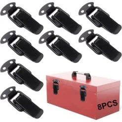 Moraillon Fermeture 8 Pcs Serrure Tension En Acier Inoxydable Serrure Caisse Verrouillage Du Levier Verrouillage Bascule Basculer La Fermeture Pour Coffret Bote Tiroir Armoire Coffre Outils (304) Groo