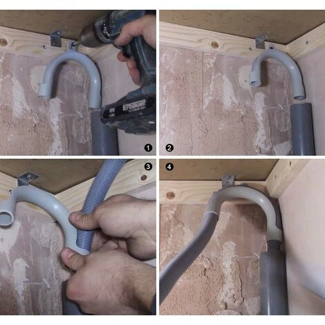 DENUOTOP Tuyau D'évacuation 1.5 M Pour Lave-linges Et Lave-vaisselles, Compris Support Et Colliers De Serrage, Coude 6 DENUOTOP Tuyau D'évacuation 1.5 M Pour Lave-linges Et Lave-vaisselles, Compris Support Et Colliers De Serrage, Coude – Image 4